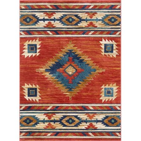 WELL WOVEN Well Woven TU-100-4 Tulsa Lea Crimson Traditional Southwestern Area Rug - 3 ft. 11 in. x 5 ft. 3 in. TU-100-4